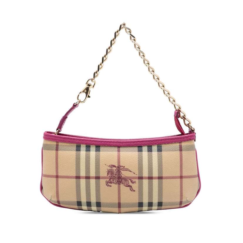Burberry Haymarket Check Coated Canvas Clara Pochette Beige Canvas Very good condition - Front View
