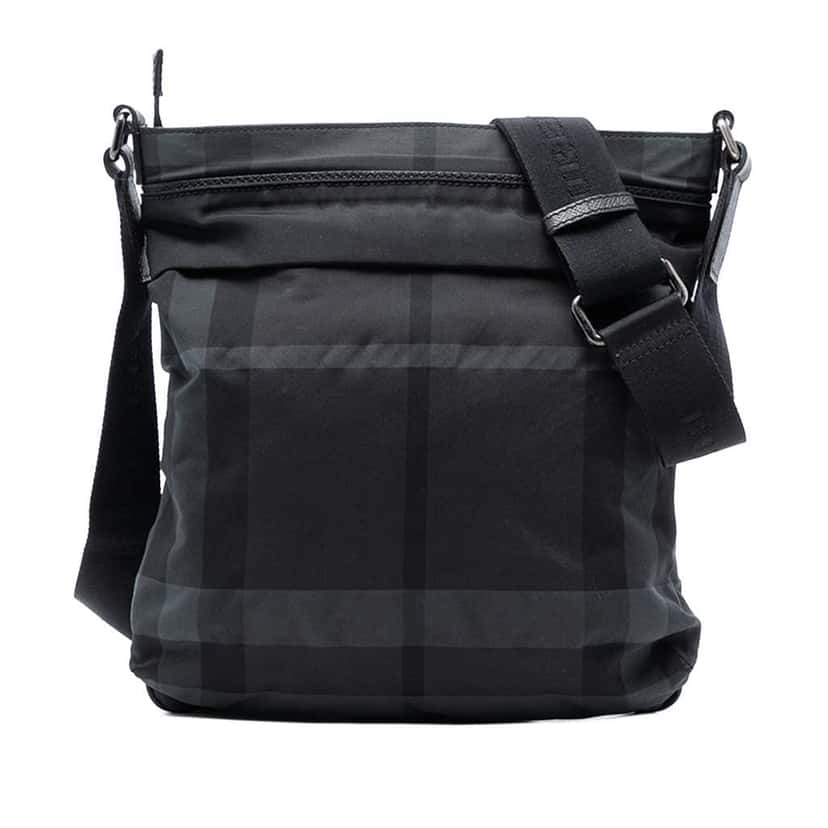 Burberry Smoke Check Nylon Crossbody Grey Very good condition - Front View