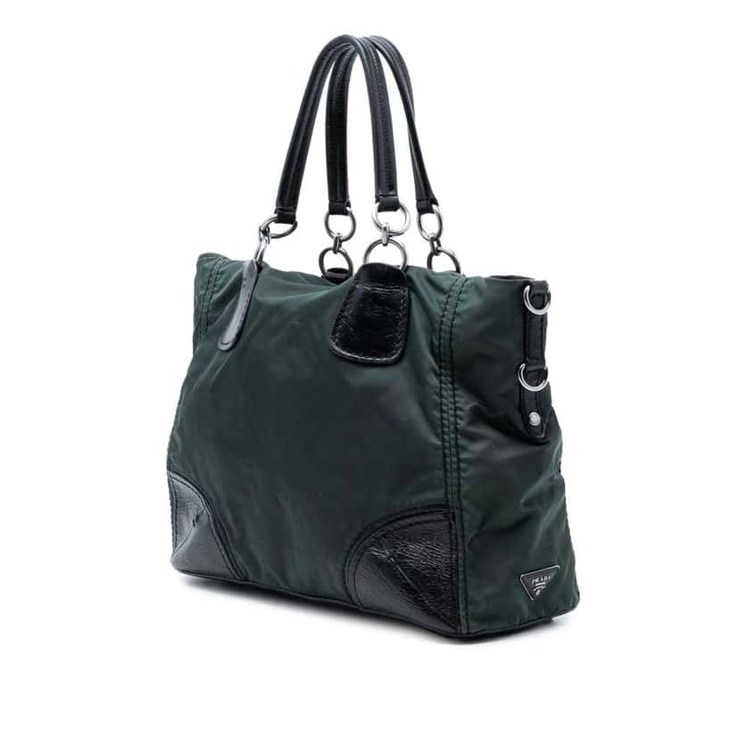 Prada Tessuto Push Lock Convertible Tote Green Very good condition - Back View