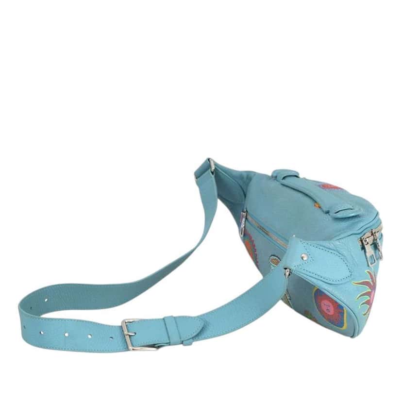 Louis Vuitton Yayoi Kusama Taurillon Faces Maxi Bumbag Blue Leather Very good condition - Back View