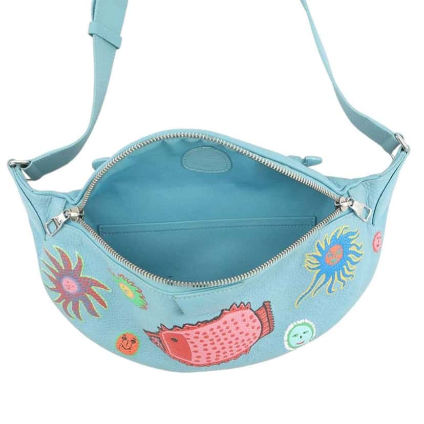 Louis Vuitton Yayoi Kusama Taurillon Faces Maxi Bumbag Blue Leather Very good condition - Model View