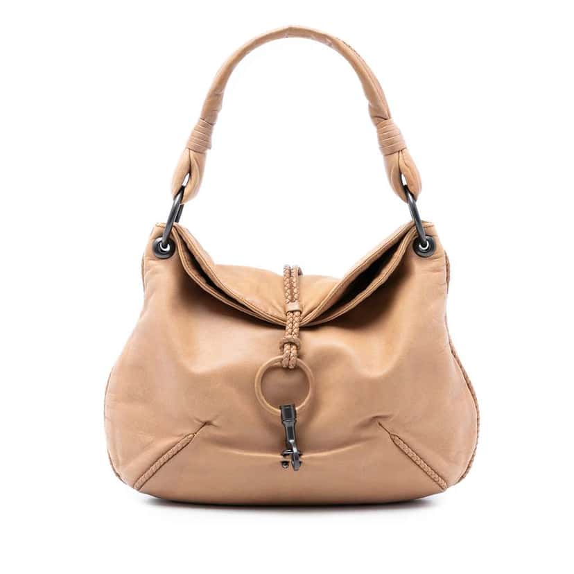 Bottega Veneta Leather Braided Shoulder Bag Brown Leather Very good condition - Front View