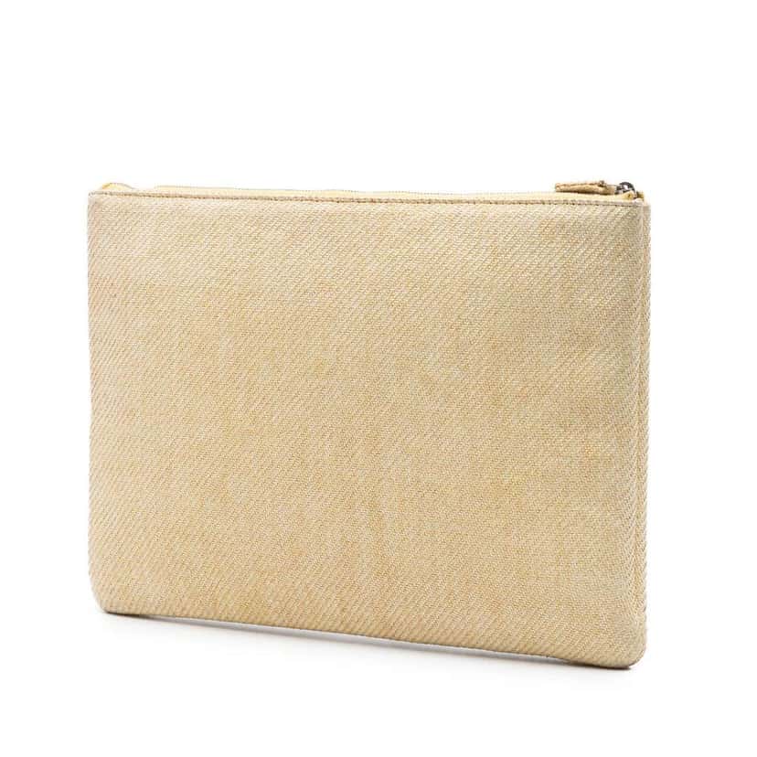 Chanel Large Raffia Deauville O Case Clutch Yellow Very good condition - Back View