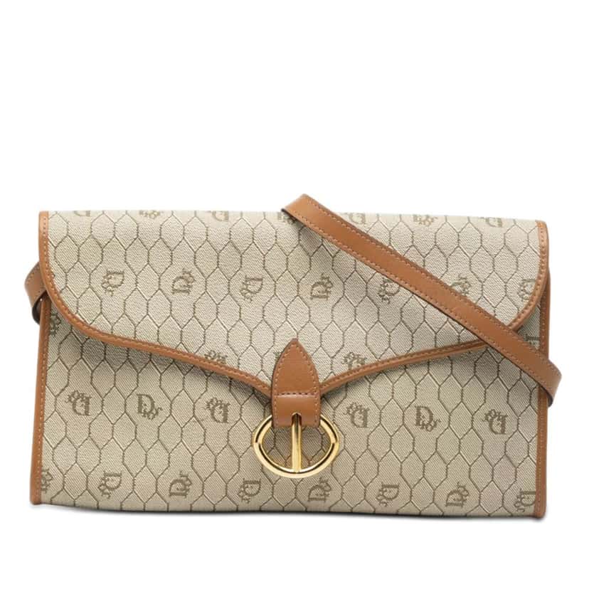 Dior Honeycomb Coated Canvas Crossbody Beige Canvas Very good condition - Front View