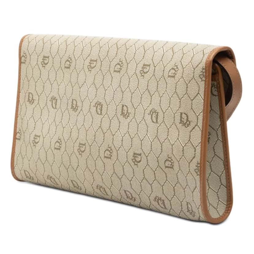 Dior Honeycomb Coated Canvas Crossbody Beige Canvas Very good condition - Back View