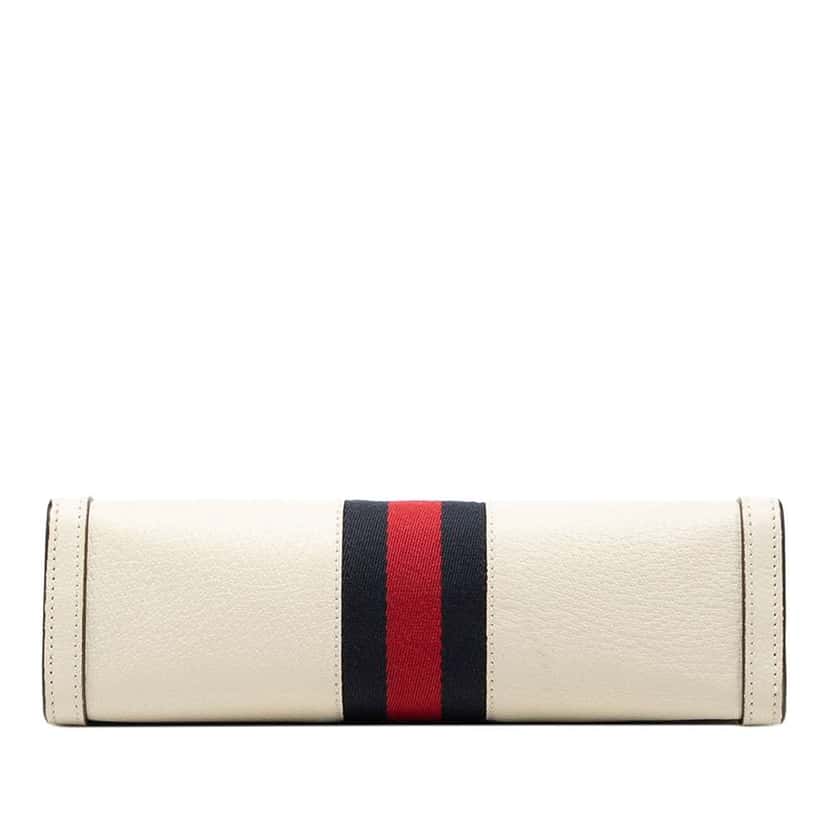 Gucci Small Calfskin Web Ophidia Chain Crossbody White Leather Very good condition - Inside View