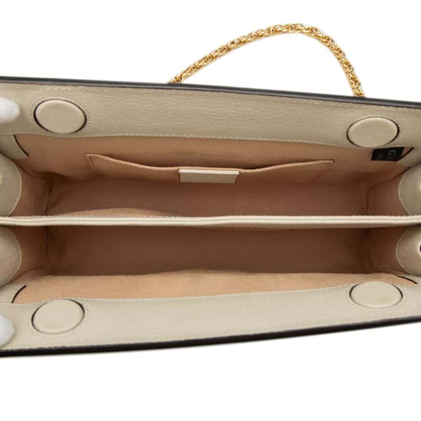 Gucci Small Calfskin Web Ophidia Chain Crossbody White Leather Very good condition - Model View