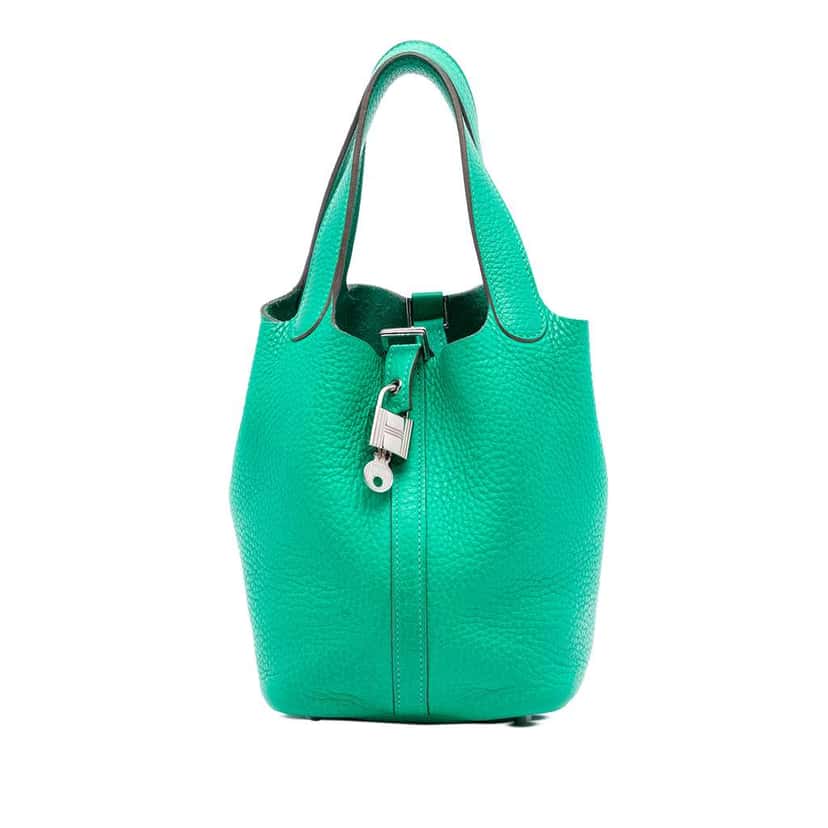 Hermès Clemence Picotin Lock 18 Green Leather Very good condition - Front View