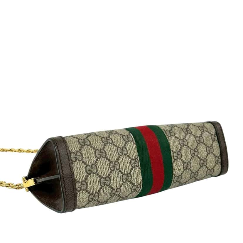 Gucci Small GG Supreme Web Ophidia Chain Crossbody Beige Canvas Very good condition - Box View