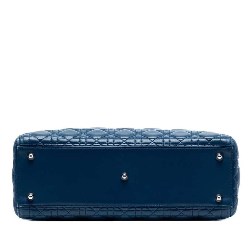 Dior Large Lambskin Cannage Lady Dior Blue Leather Very good condition - Inside View