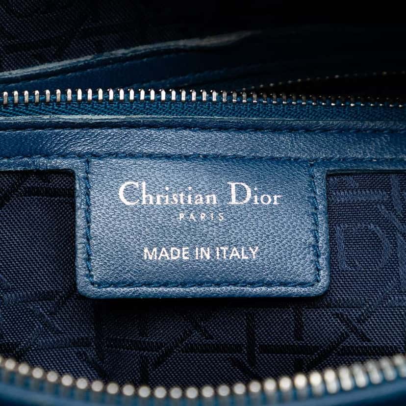 Dior Large Lambskin Cannage Lady Dior Blue Leather Very good condition - Box View