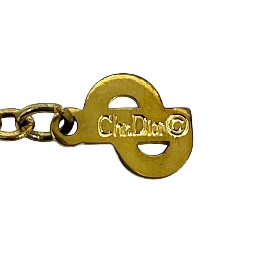 Dior Gold Plated Strass CD Logo Pendant Necklace Gold Metal Very good condition - Model View