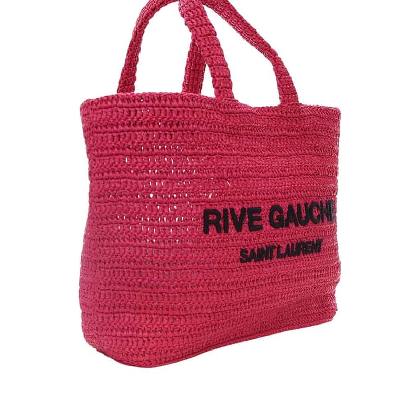 Saint Laurent Raffia Rive Gauche Tote Pink Never worn - Back View