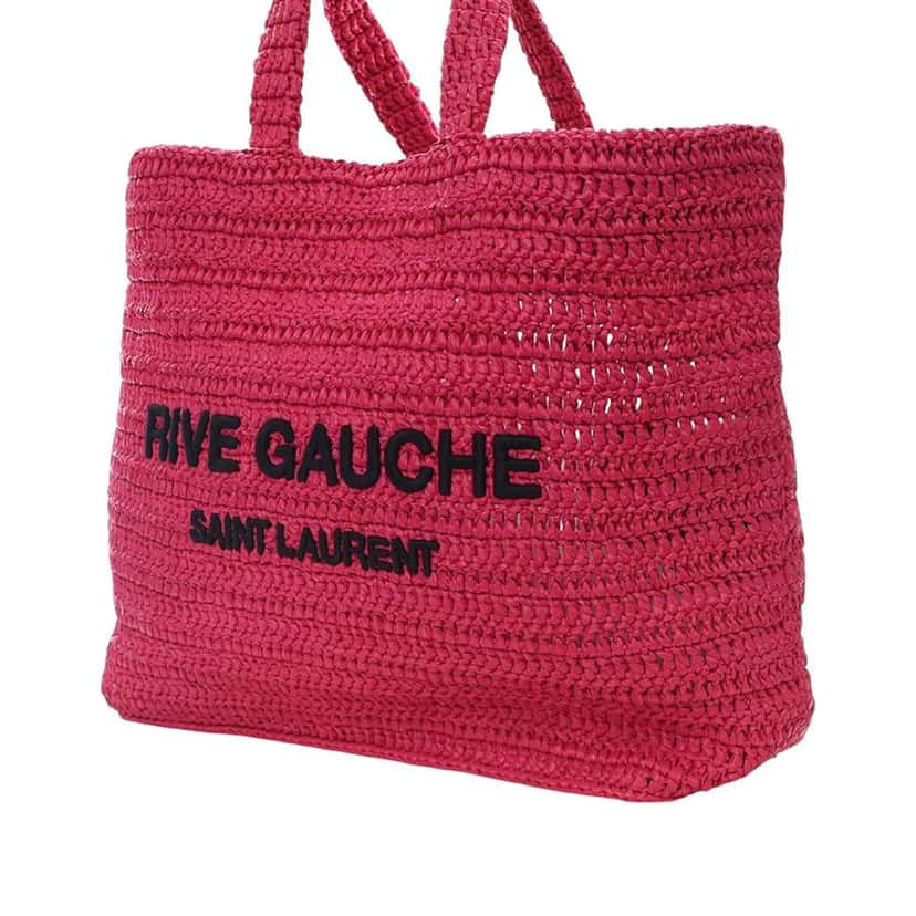 Saint Laurent Raffia Rive Gauche Tote Pink Never worn - Inside View