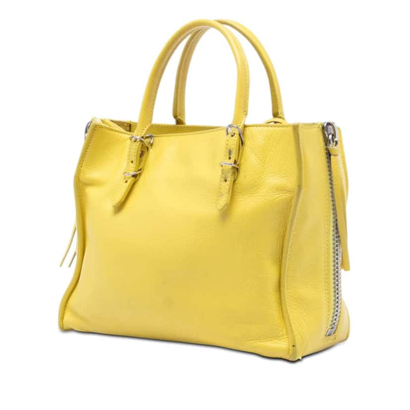 Balenciaga Mini Leather Papier A4 Zip Around Satchel Yellow Leather Very good condition - Back View