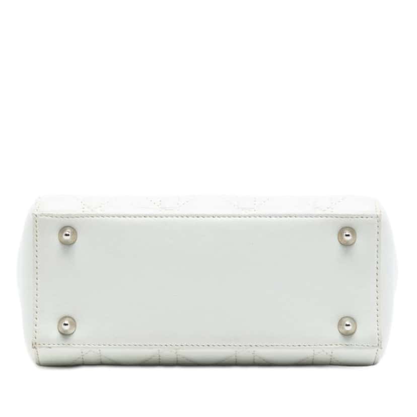 Dior Lambskin Cannage Lady Dior Double Chain Bag White Leather Very good condition - Inside View