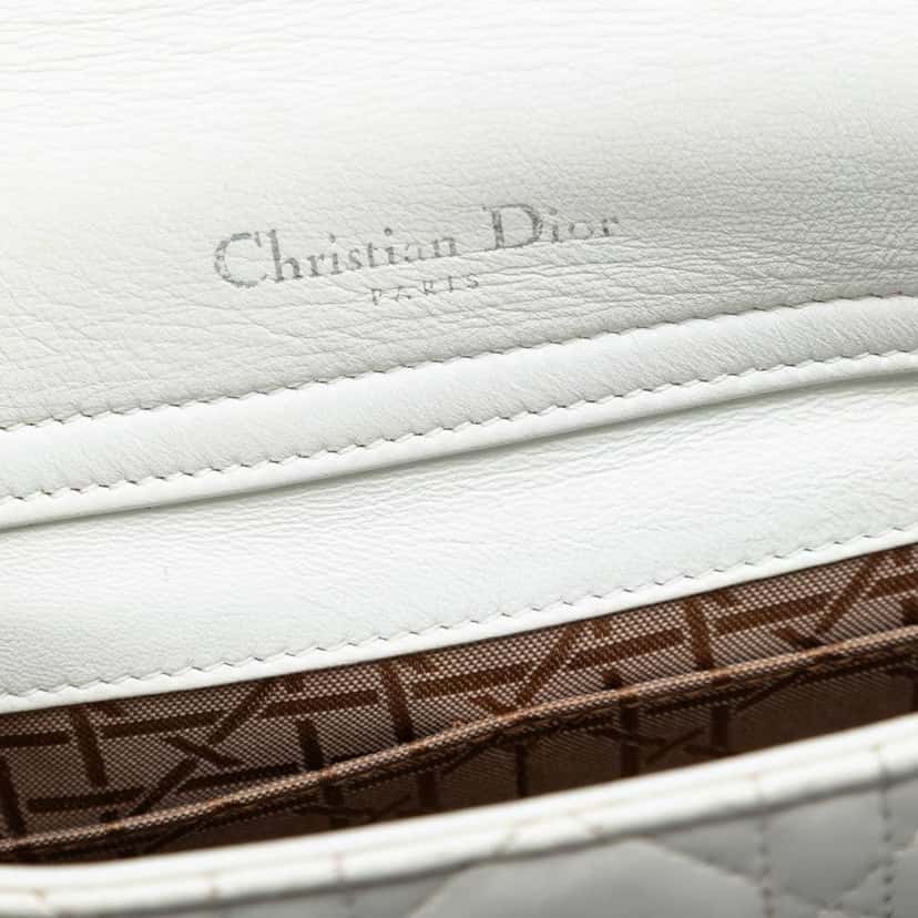 Dior Lambskin Cannage Lady Dior Double Chain Bag White Leather Very good condition - Box View