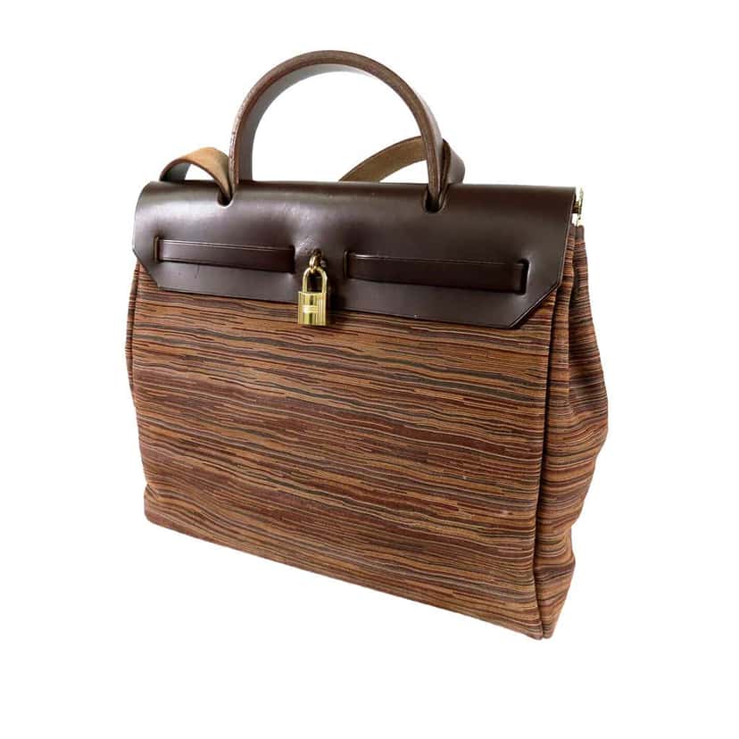 Hermès Vibrato and Vache Herbag PM Brown Leather Very good condition - Front View