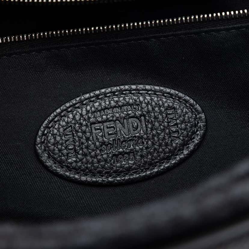 Fendi Large Leather Selleria Convertible Baguette Satchel Black Leather Very good condition - Box View