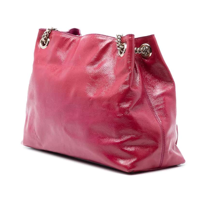 Gucci Medium Patent Soho Chain Tote Pink Leather Very good condition - Back View