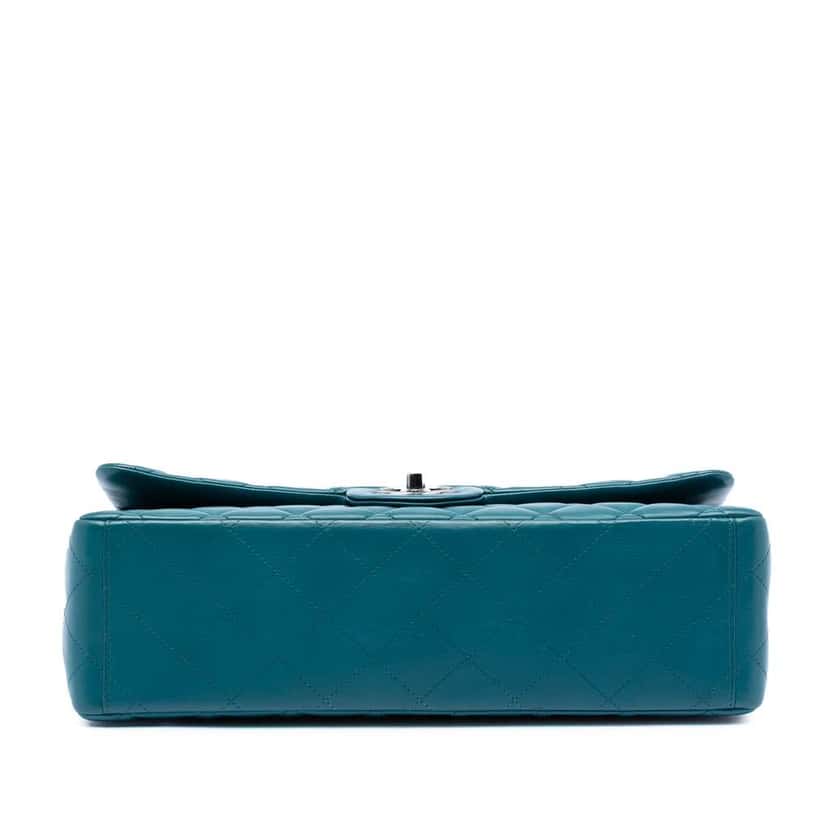 Chanel Maxi Classic Lambskin Double Flap Blue Leather Very good condition - Inside View