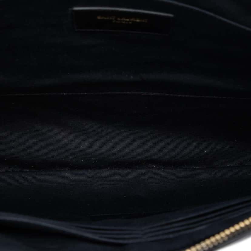 Saint Laurent Quilted Chevron Leather Monogram Document Holder Black Leather Very good condition - Model View