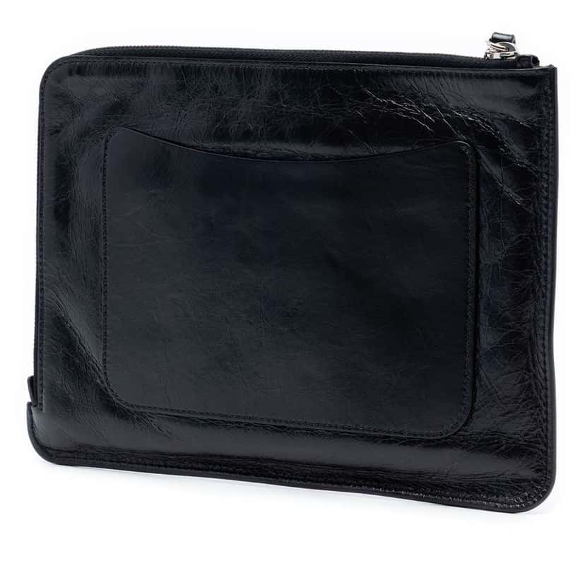 Chanel Distressed Calfskin Je Ne Suis Pas En Solde Clutch Black Leather Very good condition - Back View