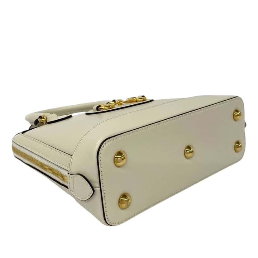 Gucci Small Leather Horsebit 1955 Satchel White Leather Very good condition - Box View