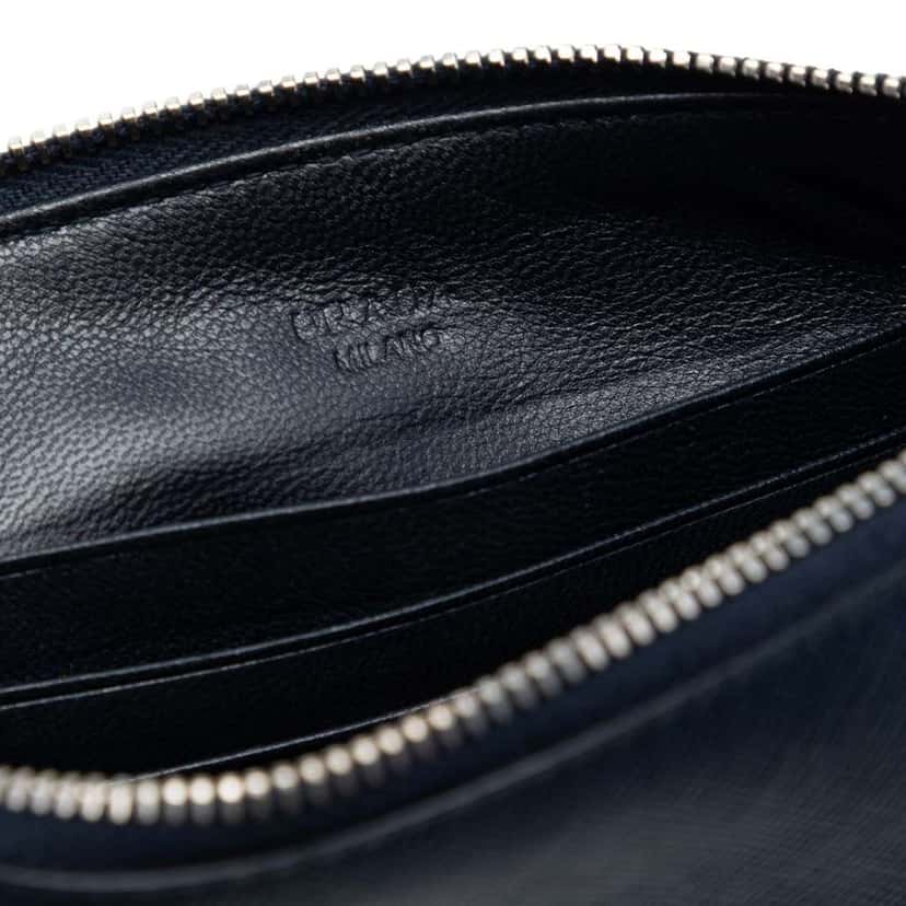 Prada Saffiano Voyage Document Holder Blue Leather Very good condition - Box View