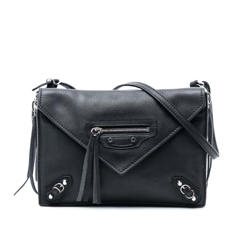 Balenciaga Leather Papier Triple Zip Around XS Crossbody Black Leather Very good condition - Front View