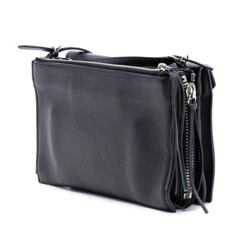 Balenciaga Leather Papier Triple Zip Around XS Crossbody Black Leather Very good condition - Back View