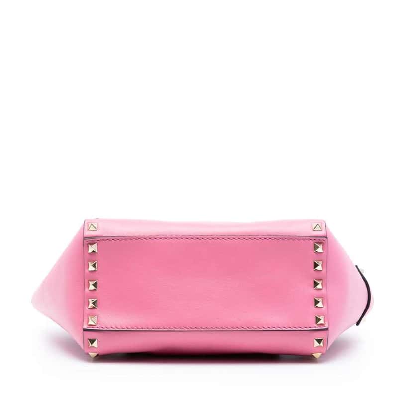 Valentino Mini Leather Rockstud Double Handle Tote Pink Leather Very good condition - Inside View