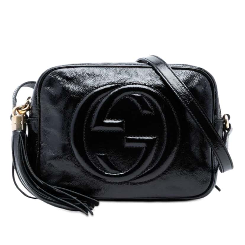 Gucci Patent Soho Disco Crossbody Black Leather Very good condition - Front View