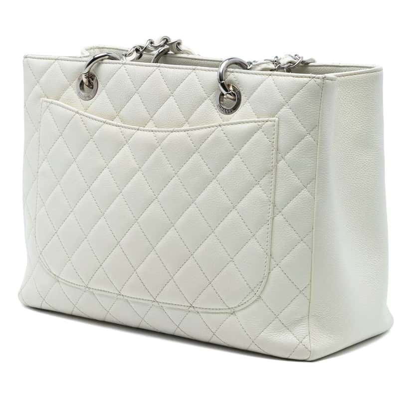 Chanel Caviar Grand Shopping Tote White Leather Very good condition - Back View