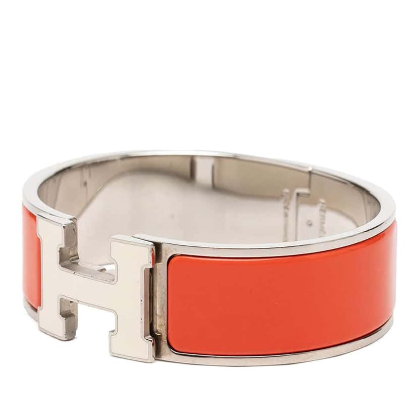 Hermès Wide Enamel Clic H Bracelet PM Orange Very good condition - Back View