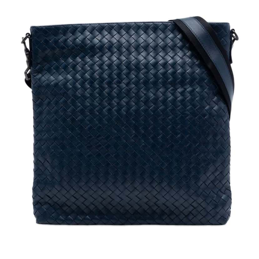 Bottega Veneta Nappa Intrecciato VN Crossbody Blue Leather Very good condition - Front View