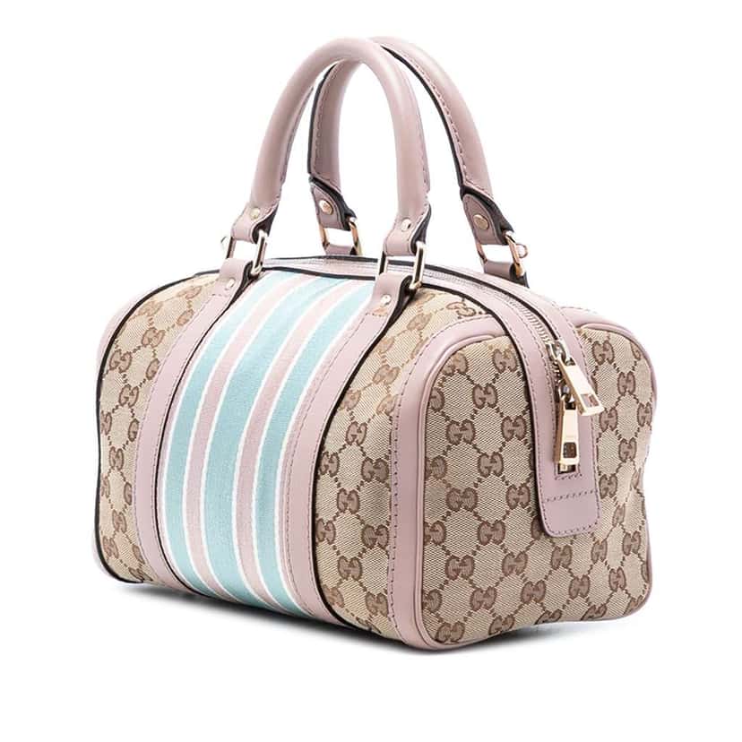 Gucci Small GG Canvas Web Joy Boston Bag Beige Very good condition - Back View