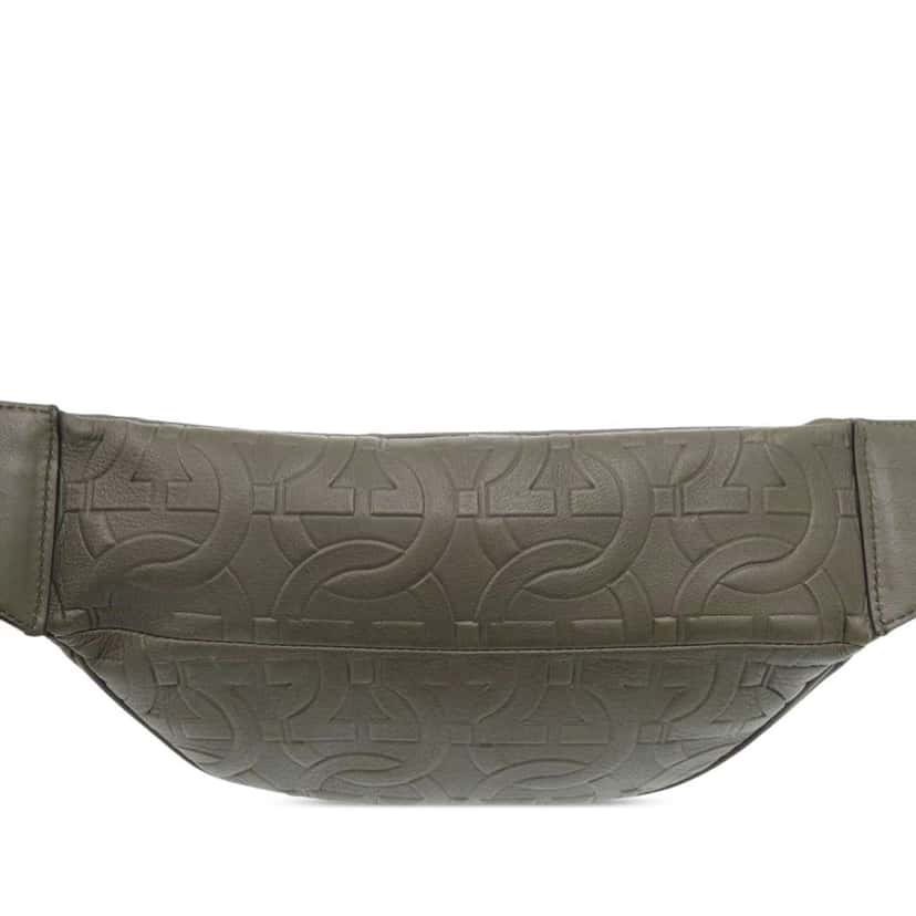 Salvatore Ferragamo Gancini Embossed Leather Belt Bag Brown Leather Very good condition - Back View