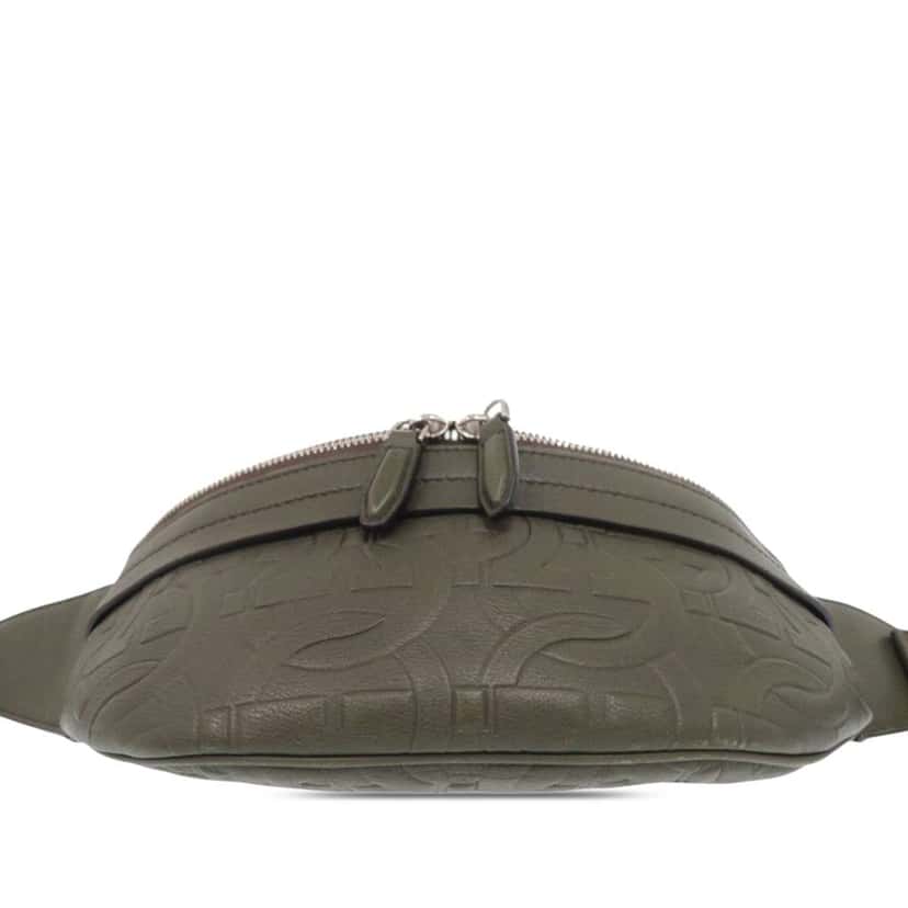 Salvatore Ferragamo Gancini Embossed Leather Belt Bag Brown Leather Very good condition - Inside View