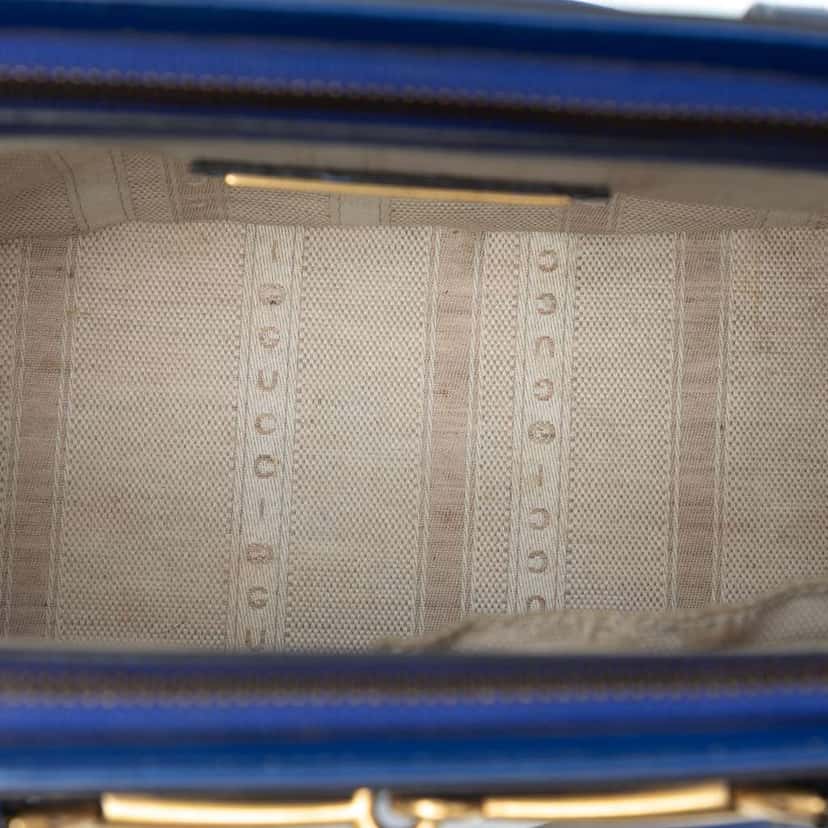 Gucci Patent Bright Bit Satchel Blue Leather Very good condition - Model View