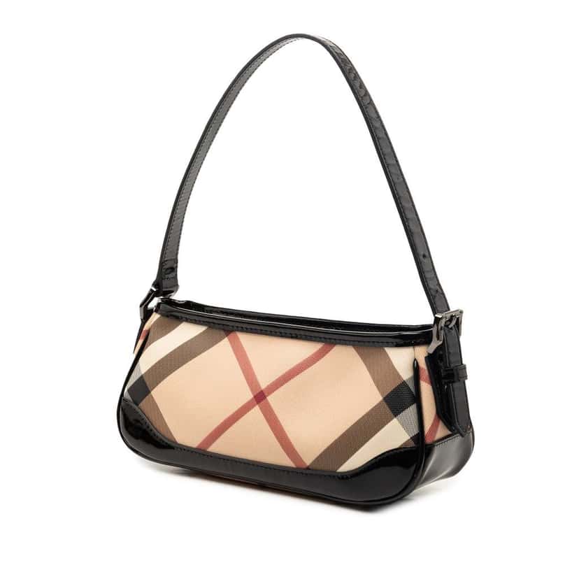 Burberry Supernova Check Coated Canvas Newbury Shoulder Bag Beige Canvas Very good condition - Back View