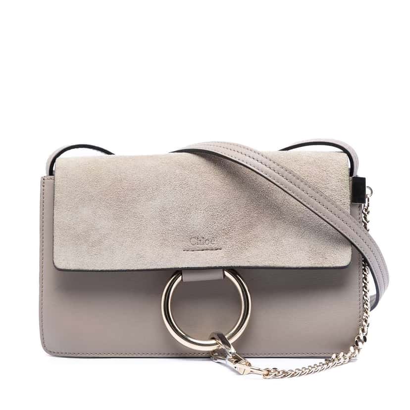 Chloé Small Suede and Calfskin Faye Crossbody Brown Leather Very good condition - Front View