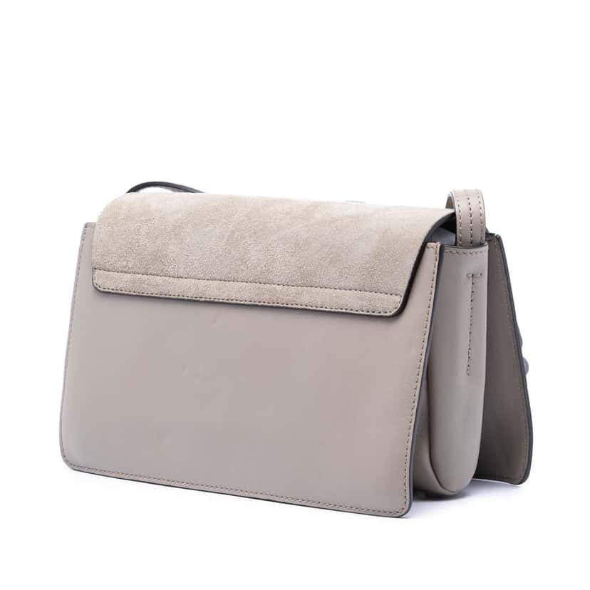 Chloé Small Suede and Calfskin Faye Crossbody Brown Leather Very good condition - Back View