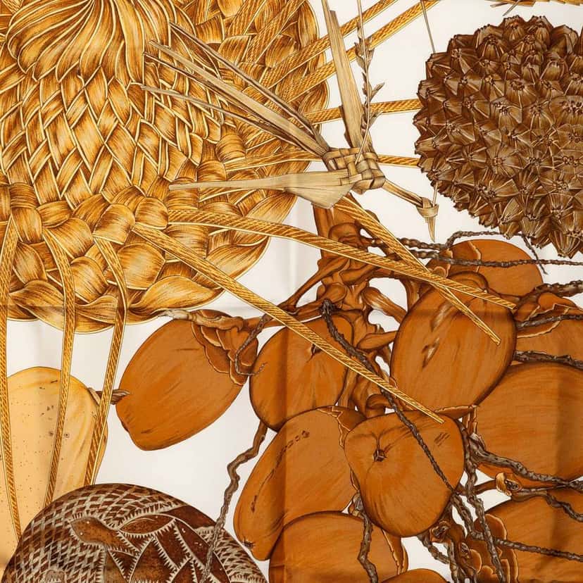 Hermès Nouvelle Caledonie Silk Scarf 90 Yellow Silk Very good condition - Back View