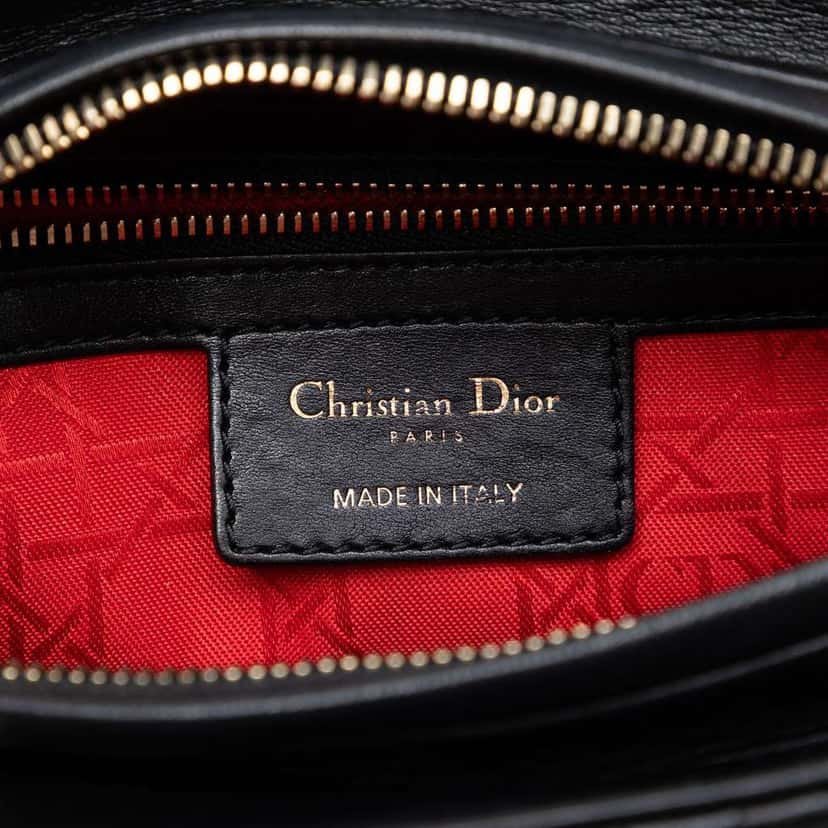 Dior Medium Lambskin Cannage Lady Dior Black Leather Very good condition - Box View