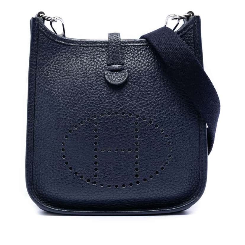 Hermès Clemence Evelyne I TPM Blue Leather Very good condition - Front View