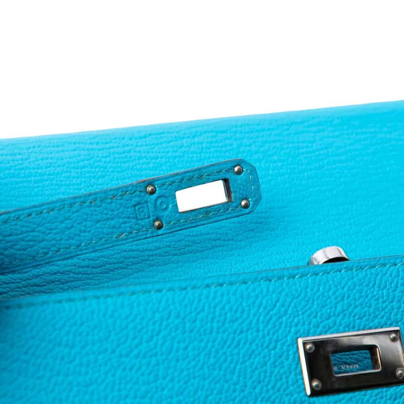 Hermès Chevre Mysore Kelly Longue Wallet Blue Leather Very good condition - Box View