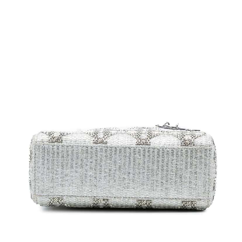 Dior Mini Tweed Cannage Beaded Lady Dior White Tweed Very good condition - Inside View