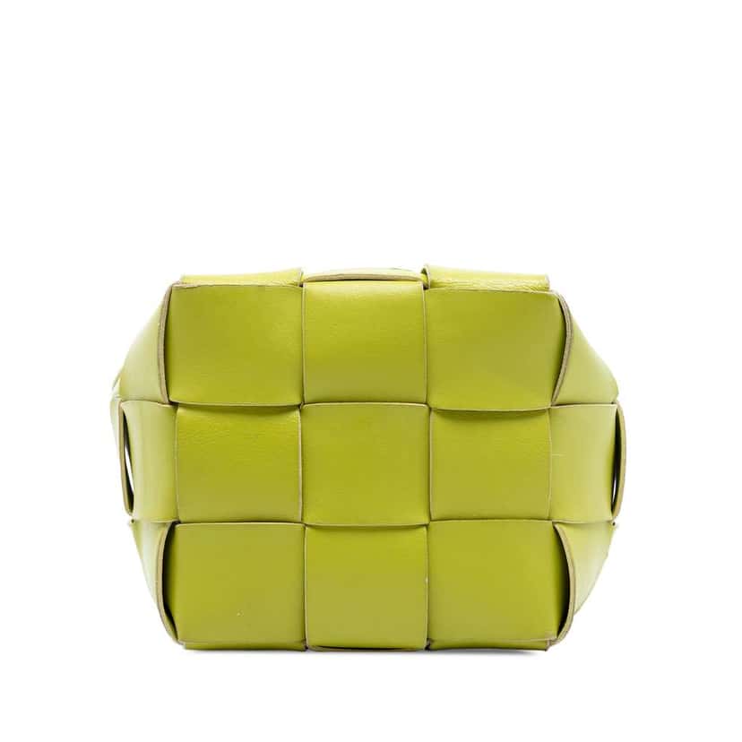 Bottega Veneta Small Nappa Maxi Intrecciato Cassette Bucket Bag Green Leather Very good condition - Inside View