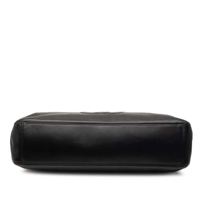 Chanel CC Lambskin Tortoise Shell Top Handle Tote Black Leather Very good condition - Inside View